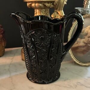 Vintage Black Amethyst Indiana Glass Pitcher RESERVED 🖤 5 lbs